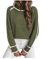 Turtleneck Pullover Damen kuschelig warm in Dunkelgrün