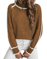 Turtleneck Pullover Damen kuschelig warm in Braun