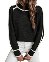 Turtleneck Pullover Damen kuschelig warm in Schwarz
