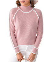 Turtleneck Pullover Damen kuschelig warm in Rosa