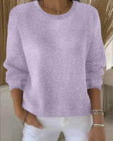 Claudia | Damen Alltagstauglicher Winter-Strickpullover in Hellviolett