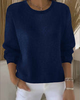 Claudia | Damen Alltagstauglicher Winter-Strickpullover in Dunkelblau
