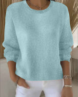 Claudia | Damen Alltagstauglicher Winter-Strickpullover in Hellgrün