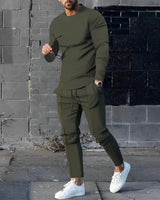 RAFAEL – Leichtes Set aus Pullover und Hose für Herren in Armeegrün