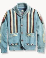 Jonnie – Bequeme Strick-Strickjacke im Schal-Stil in Blau