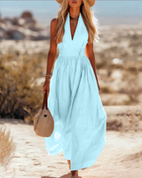 Cordua | Damen Neckholder Maxi Kleid in Blau