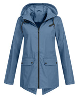 Bettina | Damen Jacke mit Kapuze, Reißverschluss und Fronttaschen in Blau