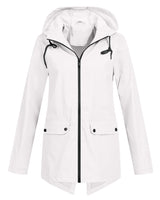 Bettina | Damen Jacke mit Kapuze, Reißverschluss und Fronttaschen in Weiß