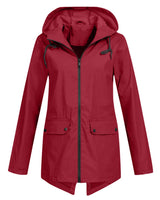 Bettina | Damen Jacke mit Kapuze, Reißverschluss und Fronttaschen in Rot