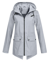 Bettina | Damen Jacke mit Kapuze, Reißverschluss und Fronttaschen in Grau