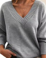 Mordane – Eleganter Langarm Pullover Mit V-Ausschnitt in Grau