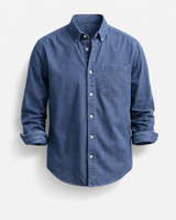 Cedric - maßgeschneidertes Hemd mit Knopfleiste in Denim Blau