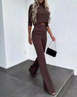 Nina™ Set mit High-Neck-Crop-Top in Bordeaux