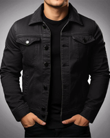 Freizeitjacke Mit Knopfleiste - Giuseppe in Schwarz