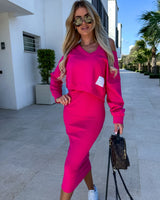Imelda | Lässiges Sweatshirt- und Kleid-Set in Fuchsie