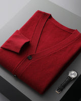 Lucian – Die stilvolle & vielseitige Herren-Strickjacke in Rostrot