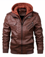 Grant - Stylishe Lederjacke mit Kapuze in Rot