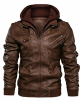 Grant - Stylishe Lederjacke mit Kapuze in Braun