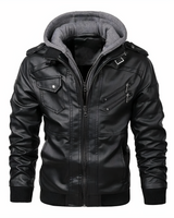 Grant - Stylishe Lederjacke mit Kapuze in Schwarz