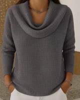 Danela – Eleganter Pullover Mit Wasserfallausschnitt in Grau