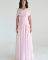 Damen Off-Shoulder Midikleid mit Raffung in Rosa