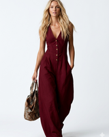Lyrissa - Weitbeiniger Jumpsuit mit weichem Griff in Rot