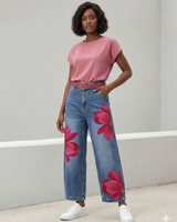 Sophia - Elegante Blumenhose in Rosa