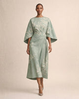 Evarin - Florales Soft-Touch-Midi-Kleid in Grün