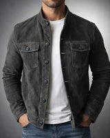 Kaarel - Langarm Jacke Mit Knopfleiste in Grau