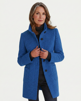 Jessa - Mittellanger Mantel mit Knopfleiste in Blau