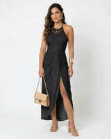 Phaedra - Fließendes Wickelkleid in Schwarz