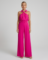 Ava | Neckholder Kragen Jumpsuit in Rosa