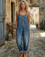 Telina - Latzhose mit Knopfverschluss in Denim