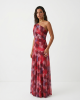 Kaida - Drapiertes Carmen-Kleid in Rot
