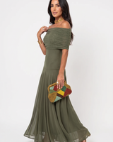 Kaida - Drapiertes Carmen-Kleid in Grün