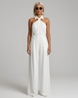 Ava | Neckholder Kragen Jumpsuit in Weiß