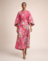 Evarin - Florales Soft-Touch-Midi-Kleid in Rosa