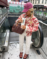 Trendiger Damenblazer mit Print - Eva in Rot/Beige