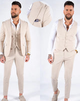 Anteo - Luxuriöser 3-Teiliger Anzug in Beige