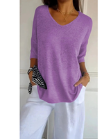 Gisela | Damen V Ausschnitt Strickpullover mit Moderne Design in Violett