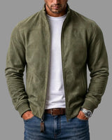 Brayden - Bomber Jacke Aus Wildleder in Olivgrün