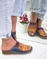Stella - Keilabsatzsandalen in Dunkelblau