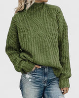 Andreas | Damen Gerippter Winterpullover mit langen Ärmeln in Grün