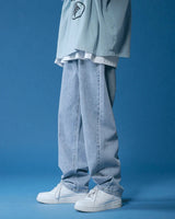 Alexander | Weites Bein Gerader Schnitt Jeans in Hellblau