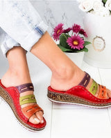 Stella - Keilabsatzsandalen in Rot