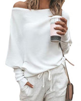 Trendige Off-Shoulder-Strickdamenpullover - Sophie in Weiß