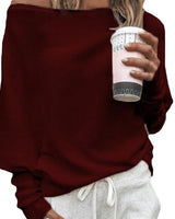Trendige Off-Shoulder-Strickdamenpullover - Sophie in Rot