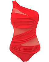 Nayla | Dein eleganter One-Shoulder-Badeanzug in Plus Size in Rot