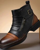Kramer – Zweifarbige Leder Stiefeletten in Schwarz / Braun
