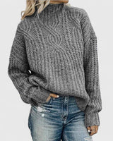 Andreas | Damen Gerippter Winterpullover mit langen Ärmeln in Grau